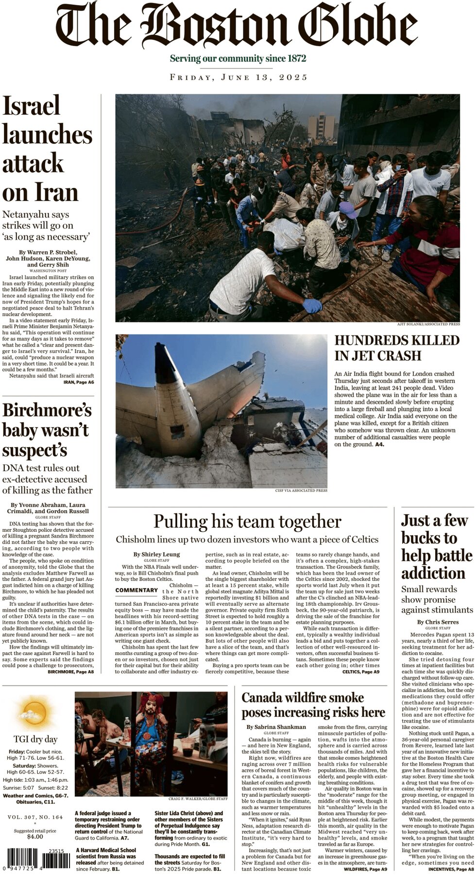 The Boston Globe - Cover - 06/13/2025